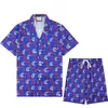 AA-chándal informal para hombre, conjunto de camisa y pantalones cortos, camisa hawaiana estampada informal de verano, conjunto de traje corto con estampado para hombre Plus