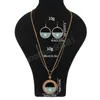 Collana/orecchini con ciondolo in lega di legno vintage Set Set di gioielli per feste bohémien per donne Catena di maglioni Bijoux Femme