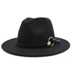 Berretti 56-60cm Uomo Donna Tesa piatta Stile Panama Feltro di lana Jazz Cappello Fedora Berretto Gentleman Europa Formale Bianco Floppy Trilby Party