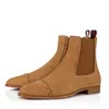 Stor storlek 47 2024 Nya designer män mode stövlar röda bottnar patent läder svart beige plattform sneakers platt över knä martin boot mens office og booties med låda