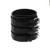 Bangle 260x60mm 3 Strand Triple Strap Faux Leather Cuff Wrap Wtistband Armband Punk