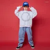 Clothing Sets Kids Hip Hop Sweatshirt Crop Tops Loose Jogger Pants For Girls Boys Children Ballroom Jazz Dance Performance Clothes