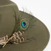 Basker fedora hatt för kvinnor män ull mjuk filt jazz fjäder dekoration vintage trilby hattar chapeau femme