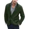 Men's Sweaters Mens Wool Blend Winter Coats Men Long Tan Coat Sleeved Knitted Cardigan Single Breasted Pocket Flower Suit Collar
