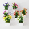 Decoratieve Bloemen 18CM Trompet Gras Kunstplant Bonsai Plastic Pot Nep Bloem Ingemaakte Thuis Kamer Tafel Tuin El Decoratie Bruiloft