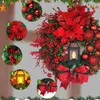 Flores decorativas grinalda de natal com lâmpada de óleo led artificial pendurado natal para porta da frente janela decoração parede 2023 navidad