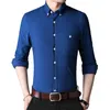 Koszulki męskie gęste tkaninę i bluzki stały kolor długi rękaw swobodny szczupły sprawa formalna biznes w górę
