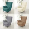 Chair Covers Stretch Spandex Wing Cover Solid Color Armchair Wingback Relax Sofa Slipcovers With Seat Cushion Case