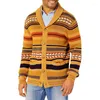 Men's Jackets Sweater Casual Color-block Jacquard Knitted Cardigan Jacket Male Tops Single Breasted Outerwear & Coats