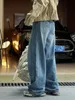 Kadınlar Kot Penery Sonbahar Yeni Kore Edition Basit Retro Moda Geniş Bacak Kotu Yüksek Bel Gevşek Slim Casual Pantolon Kadınlar İçin