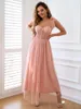 Вечерние платья Вечернее платье с пайетками, подтяжки, роскошная шифоновая розовая юбка без рукавов с v-образным вырезом, модные платья, классическая юбка
