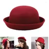 Berets Kids' Black Party Hat Magician Short Brim Fedora Top For Dress Up And Victorian Costume Parties