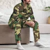 Men's Tracksuits Trendy Fashion Camouflage Long-Sleeved Pajama Set With Cotton Flannel Men Pants And Long Sleeve