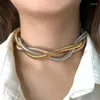 Choker USENSET 28mm Creatieve Elastische Rvs Vrouwen Temperament Twisted 18k Vergulde Ketting Hip Hop