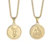 Stainless Steel Gold Silver 50 pesos commemorative coin charm Pendant High Quality Gothic Punk Hip Hop Women Girl's Lady's Charm Necklace Fashion Jewelry With Chain