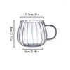 Wine Glasses 400ml Heat-Resistant With Handle Stripes Glass Mug Breakfast Milk Cup Cute Office Home Coffee Mugs Pumpkin Pattern Drinkware