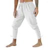 Pantaloni da uomo Medievale Rinascimentale Pirata Uomo Costume Cosplay Allentato Festa di Halloween Solido Pantaloni da uomo con fasciatura