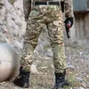 Mäns byxor Han Wild Men airsoft Tactical Pant Combat Pants with Pads Military Camo Trousers Multicam Cargo Pants Paintball vandringskläder 231027