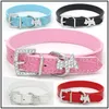 Dog Collars Small Durable Collar PU Leather Padded Pet With Puppy Pendant & Rhinestone Buckle For Medium Large Dogs Cats