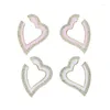 Oorringen Valentijnsdag Cadeau Mode-sieraden Goud Kleur Micro Pave CZ Wit Roze Emaille Hart Cirkel Oorbel