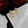 Delikata damörhängen Studs G Letters D Färgglada kristallhängare Guldpläterade Anti Allergy Women's Ear Clip Designer smycken KD4D
