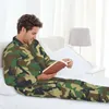 Erkeklerin Trailtsuits Ordu Yeşil Kamuflaj Pamuk Pazlanı ile Uzun Kollu Pijama Seti Erkek Pantolon ve Uzun Kollu
