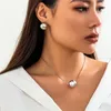 Ailodo – ensemble collier et boucles d'oreilles Punk, grande boule en plastique, pendentif, bijoux pour femmes, minimaliste, fête de mariage, cadeau pour filles