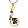 Pendentif Colliers IJD9926 Hold Black Dog Fish Hook Collier d'urne commémorative en acier inoxydable pour la crémation de souvenir de perte d'animal de compagnie avec des cendres