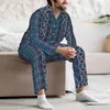 Survêtements pour hommes Tribus colorées (2) Ensemble de pyjama à manches longues avec pantalon en flanelle de coton et manches longues