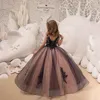 Mädchenkleider ECHT SCHWARZ BALLkleid Prinzessin Blume Geburtstag Festzug Robe De Demoiselle Erstkommunion nach Maß