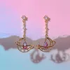 Stud Earrings Ins Hollow Moon Earring For Women Cute Gold-plated Pink Water Drop Zircon Heart Fashion Aesthetic Jewelry Gift252J