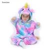Pyjamas kigurumi overall onesie barn unicorn pajamas för barn djur tecknad filt sömnare baby dräkt vinter pojke flicka jumspuit 231027