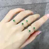 Bagues de cluster Géométrie Vert Zircon Dainty pour les adolescents Mode coréenne Or Couleur Femmes Bijoux Bague mince Cadeaux Kpop Accessoires KCR021