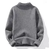 Pulls pour hommes 2023 Automne et hiver Pull en vison doré à la mode Couleur unie Demi-col roulé Simple Casual Bottoming