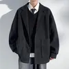 Herenjassen 2023 Wollen stof jas met lange mouwen Japanse unisex mode dubbele zakken ontwerp casual blazer oversize overhemdjas