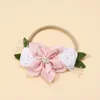 Haarschmuck, rosa Blumenbänder, Nylon-Blumen-Stirnbänder für Babys, Kleinkinder, Kleinkinder, elastische Kopfbedeckungen für Kinder