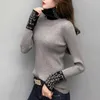 Ciasny podstawowy sweter kobiety cienkie swetry z długim rękawem i ściągacze Turtleeck Slim Ladies Modna moda 688