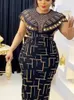 Party Kleider Frauen Bodycon Kleid O Neck Shiny African Elegante Luxus Rihnestone Patchwork Große Größe Damen Kleider Sommer 2023