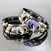 Charme pulseiras 2023 vintage em camadas luminosa lua cheia lobo pulseira homens mulheres vidro gem po animal para meninos meninas presente de natal