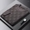 Men's Sweaters Square Checkerboard Jacquard Bottom Shirt Warm Elastic Skincare