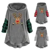 Gymkleding Kerstprint voor dames Paneel met lange mouwen en losse knopen Fleece damessweaters Hoodies Dames sweatshirts met rits Casual top