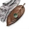 Tea Trays Black Walnut Wood Tray Wooden Manual Leaf Domestic Snack Fruit Creative Factory Direct Sales