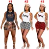 Women's Tracksuits Temperament Commute 2023 American Retro -Sale Closing Fashion Casual Vest Shorts Slim Fit Printed Two-Piece Suit