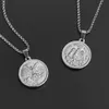 Stainless Steel Gold Silver 50 pesos commemorative coin charm Pendant High Quality Gothic Punk Hip Hop Women Girl's Lady's Charm Necklace Fashion Jewelry With Chain