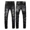 Lila Jeans, Herren-Designer-Jeans, Denim-Hose, schwarze Hose, hochwertige Stickerei, Steppung, zerrissen für Trendmarke, Vintage-Hose, Herren-Falte, schmale, dünne Mode