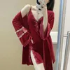 Vrouwen Nachtkleding Herfst Velours Robe Gown Set Vrouw Nachthemd Nachtjapon Kimono Badjas Pak Casual Vrouwelijke Loungewear