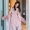 Damen-Nachtwäsche 2023 Herbst Kanarienvogel Samt weiche Pyjamas für Frauen Sexy Slip Kleid Home Anzug Spitze Strickjacke Sets 2 Stück