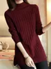 Swetery kobiet pionowy projekt paska ciepły długi sukienkę Kobiet moda swobodna jesień zimowa dama pullover żeńska hurtowa hurtowa