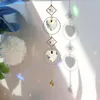 Decoraciones de jardín Love Star Moon Anillo de metal Crystal Suncatcher Accesorio de iluminación Colgante de cortina