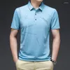 Men's Polos 2023 Summer Business Leisure Short Sleeve T-shirt Middle-aged Top Pattern Print POLO Neck Fashion Commuting Versatile